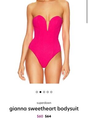 superdown Hot Pink Strapless Sweetheart One-Piece Bodysuit